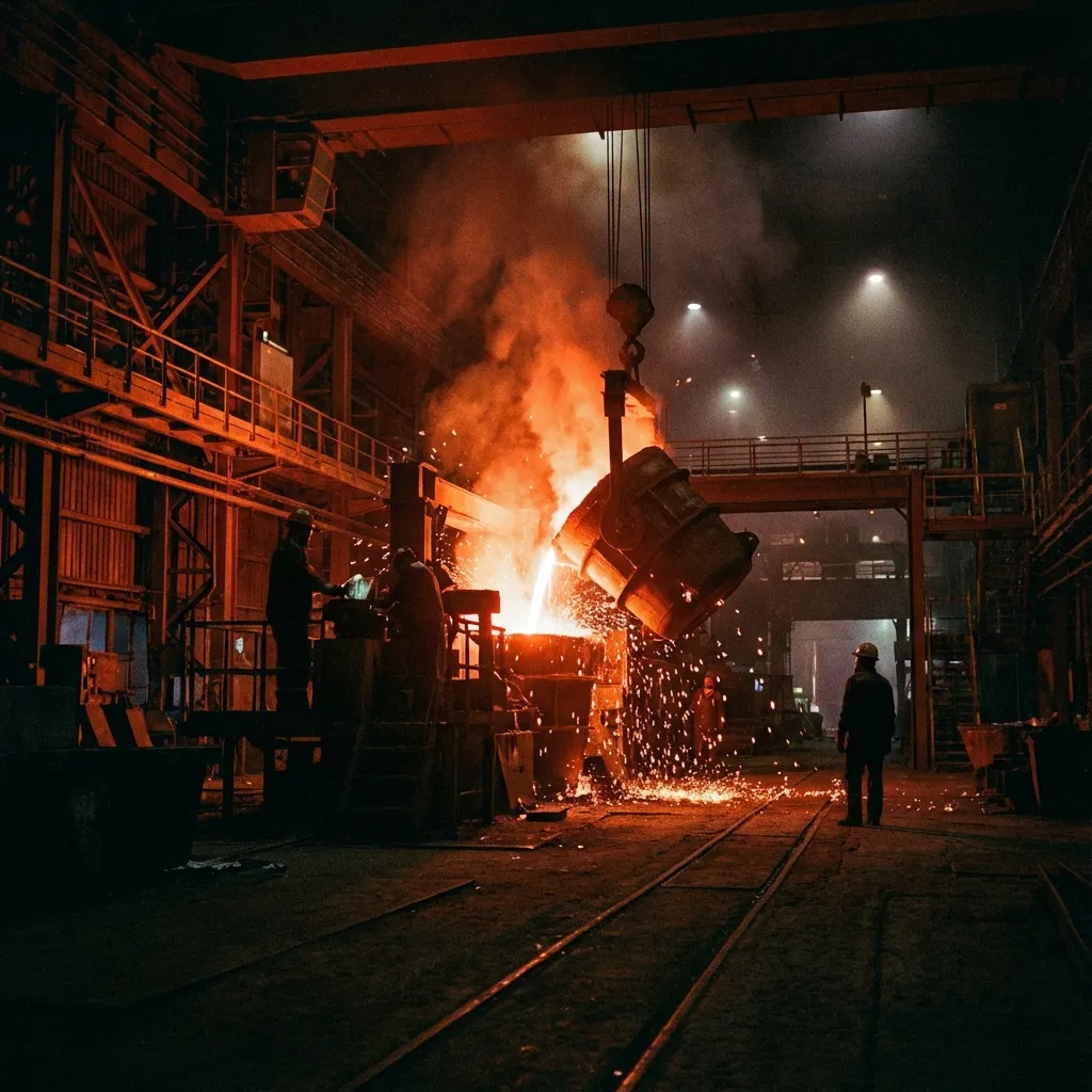 Steel manufacturing facility with molten steel